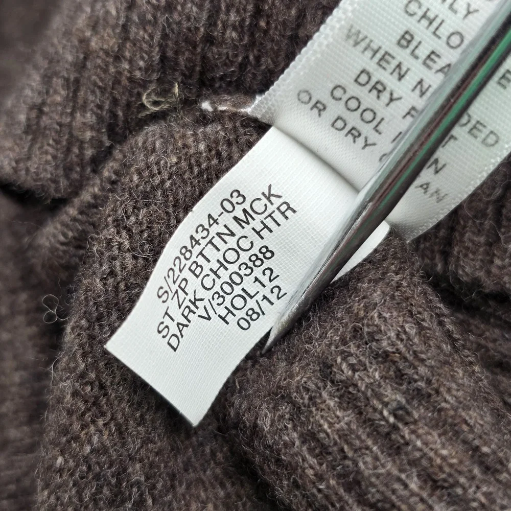 Banana Republic Sweater Mens L Brown Wool Blend Italian Yarn 1/4 Zip Button Read